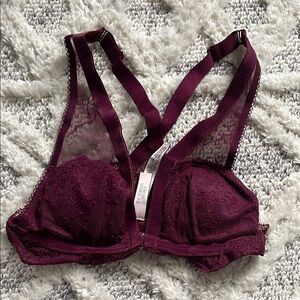 Victoria's Secret Burgundy Lace Front Close Bralette